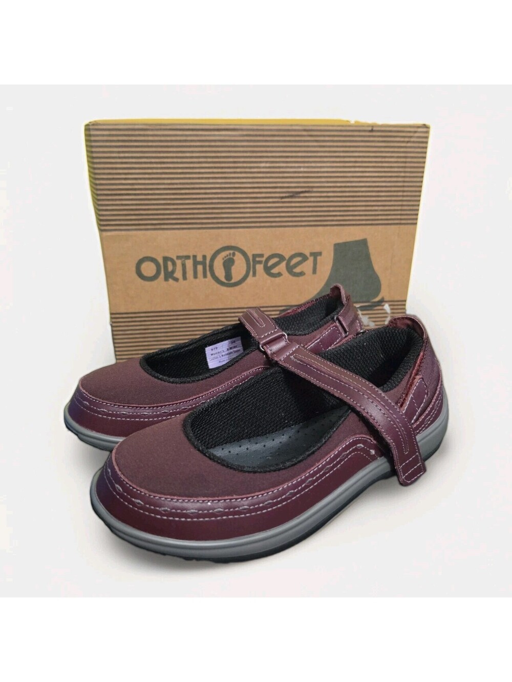 Orthofeet Mary Jane Shoes Womens Size 5.5 Extra Wide Maroon Leather Orthopedic